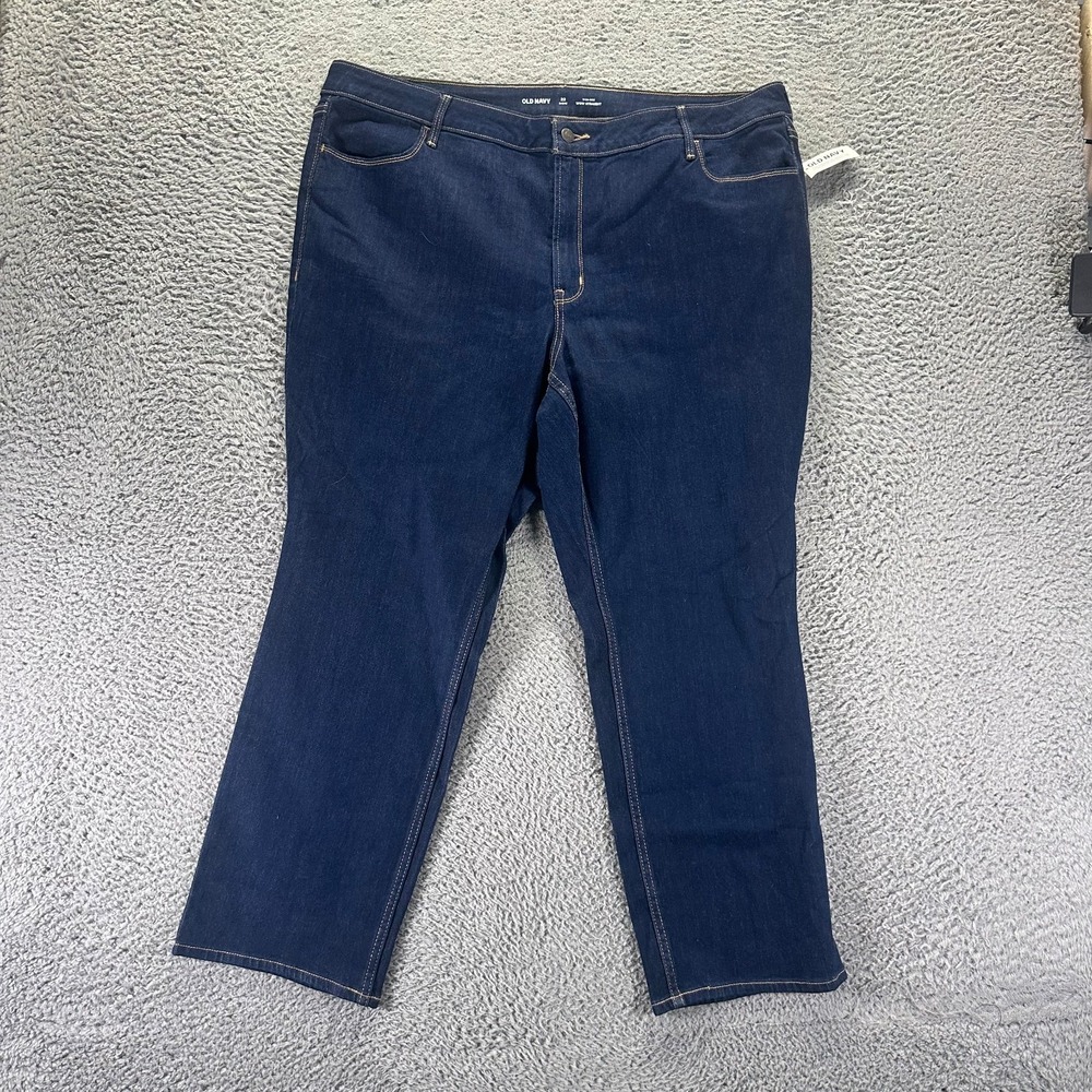 Old Navy Wow Jeans Womens 22 Blue Cotton Denim Straight Leg Workwear Stretch